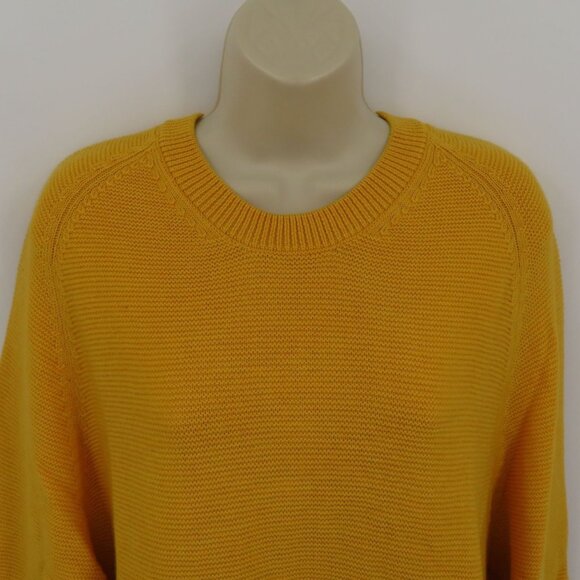 Sheep Inc Women Extra Large Mustard Yellow Knitted Crewneck Merino Wool Sweater - Picture 2 of 12